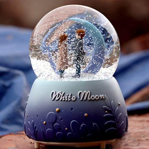 GKMjki אורות צבע יצירתיים צפים פתיתי שלג לבן אור ירח זוג זכוכית כדורי קופסה קופסת מוזיקה טנאבאטה מתנה ליום הולדת