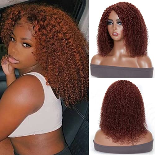 נדולה שיער נחושת אדום קצר מתולתל אפרו פאת שיער טבעי לנשים שחורות קינקי מתולתל שיער פאה האפרו