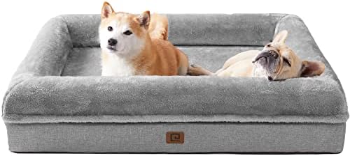 קצף זיכרון EHYCIGA מיטת כלבים גדולה עם צדדים, מיטות כלבים אטומיות אטומיות לכלבים בינוניים, קרקעית