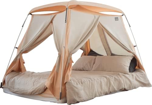 סוויטת דדסומי 4 דלתות אוהל מיטה מקורה, אוהל משחק פרטיות על המיטה לאוהל שינה חלומי חם ונעים, אוהל