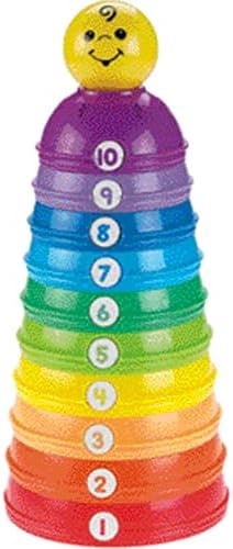 פישר - פרייס בייבי לערום & מגבר; ערימת קינון & מגבר; כוסות רול, סט של 10 צעצועים צבעוניים עבור תינוקות ופעוטים