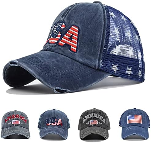 כובעי דגל אמריקאים כובע בייסבול מתכוונן וינטג 'פטריוטי לנשים גברים