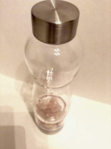 Crystafuse: בקבוק מים קריסטל סלי-סורבי- זכוכית בורוסיליקט זכוכית הניתנת להחלפה אבני חן בקבוק