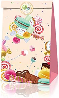 12 יח 'ממתקים שקיות מתנה עם נושאי ציוד ציוד נייר קראפט שקיות גודי ממתקים מסיבת ממתקים מעדיפים תיקים עם מדבקות,