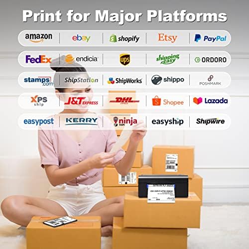 מדפסת תווית משלוח-4 על 6 מדפסת תווית אלחוטית לחבילות משלוח, מדפסת תווית תרמית תואמת לחנות Business עסקים קטנים