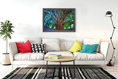 DIY 5D ציור ערכת מספור עץ Banyan Hawaii Maui Kauai נוף טבע חיצוני ענק גבוה 12 x 16 ערכת ציור תפר חוצה