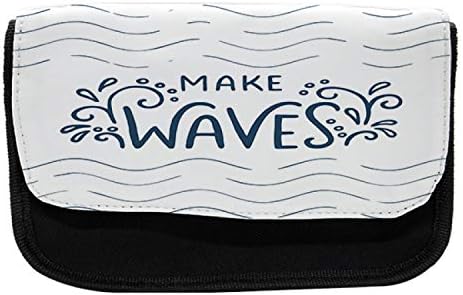 Ambesonne Make Waves Case Castil, טיפוגרפיה עם התזות, תיק עיפרון עט בד עם רוכסן כפול, 8.5 x