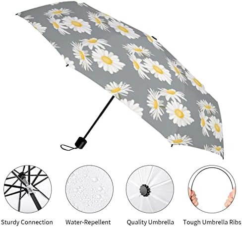מטריית נסיעות דייזי הקטנה מטרייה מתקפלת עמידה לרוח לגשם מטרייה ניידת פתיחה וסגירה אוטומטית