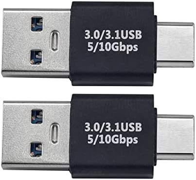 Boobrie 2-Pack Type-C זכר ל- USB3.0 מתאם זכר USB C ל- USB A 5G 3A מחבר תמיכה בטעינה והעברת