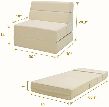 מיטת ספה מתקפלת, מיטת ספה מתקפלת קצף לחיסכון במקום, ספת מיטת ספה להמרה פי ארבעה, מיטת מזרן ספה