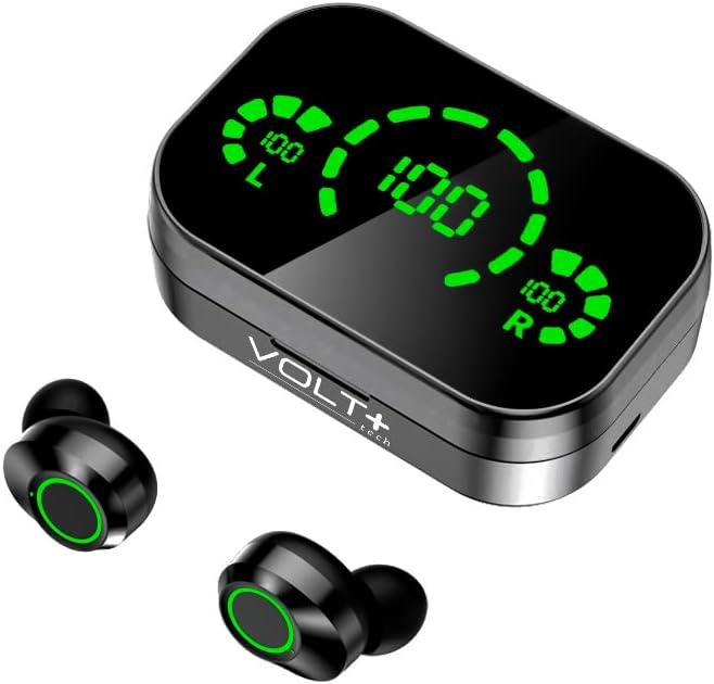 Volt Plus Tech Wireless V5.3 LED Pro אוזניות אוזניים התואמות ל- FIGO Centric IPX3 Bluetooth מיך