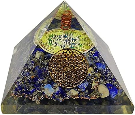 Sharvgun פרח החיים לפיס לאזולי אבן אורגון פירמידה ריפוי קריסטל 65-75 ממ לשעבר LG