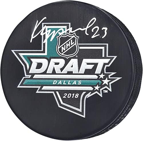 פיליפ קורשב שיקגו בלקוהוקס חתימה 2018 NHL טיוטה לוגו הוקי פאק - Pucks NHL עם חתימה