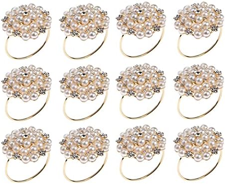טבעת מפיות של Llly 12 יחידות מפיות טבעות חרוזים חרוזים ריינסטון מפית מפית חתונה אירוע חדר אוכל מטבח