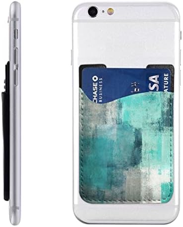 טזפרב טורקיז ואפור דפסה מחזיק כרטיסי טלפון, שרוולי כרטיסי אשראי טלפון PU 3M מקל דבק על ארנק בן