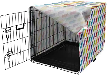 מכסה ארגז כלבים מדעי לונא -נדיב, איור של עפרונות צבעוניים בתבנית חוזרת על רקע רגיל, קל לשימוש במלונה לחיות