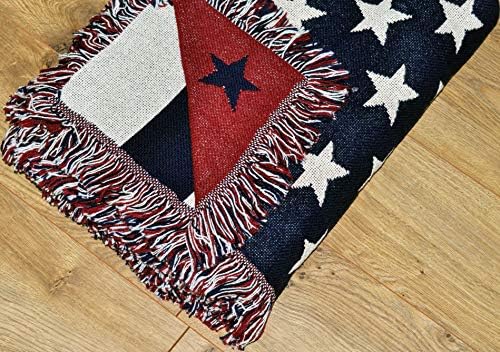 שמיכת דגל אמריקאית של ארצות הברית - מתנה לזרוק שטיחים רכים ארוגים מכותנה - תוצרת ארהב