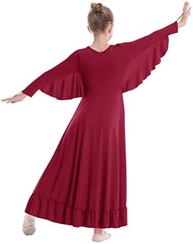 בנות אנג'ל איזיס כנפי פולחן שמלת ריקוד שבח ליטורגי רופף בכושר באורך מלא אורך ארוך טוניקה טוניקה שמלת בלט בלט