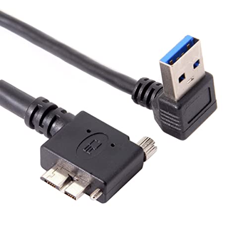 Cy Cable Micro USB3.0 נעילת בורג יחידה לנתוני USB3.0 זווית 5GBPS כבל חשמל 90 מעלות סוג שמאל זוויתי למחשב