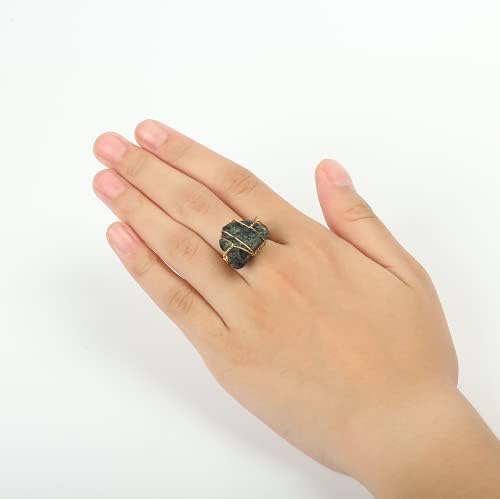 ריפוי מתכוונן טבעת קריסטל טבעית קוורץ בעבודת יד חוט לא סדיר טבעות עטופות תכשיטים של טבעת חן