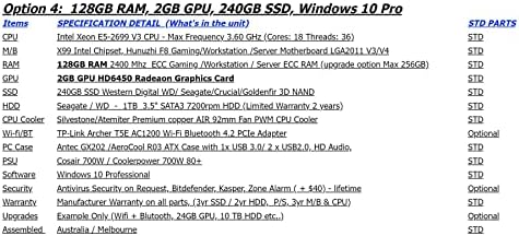 Intel Xeon E5-2699X1 Pro, Max @3.6GHz, 18Core 36Thread, כרטיס גרפי של 2 ג'יגה-בייט, 128GB ECC RAM,