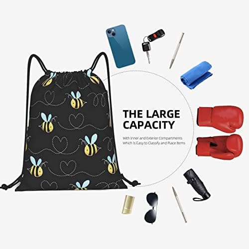 Bumblebumble Bees Drawstringbackpack, שקית מיתר Sackpack תיק חוף ניילון עמיד במים לקניות לחדר