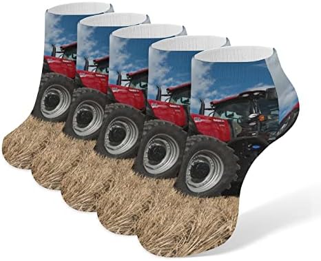 Tractor Tractor 5 זוגות מצחיק גרבי קרסול גרביים אתלטים ללא מופע מרופדים לגברים נשים