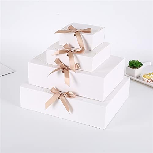 Zjhyxyh 5 חלקים קופסת מתנה לבנה של נייר קראפט לאירועים ואריזת ציוד מסיבות יום הולדת חתונה