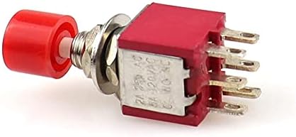 Hepup Red 6 PINS SPDT רגעי AC 2A/250V 5A/120V לחצן כפתור לחצן מתג 1 NO 1 NC