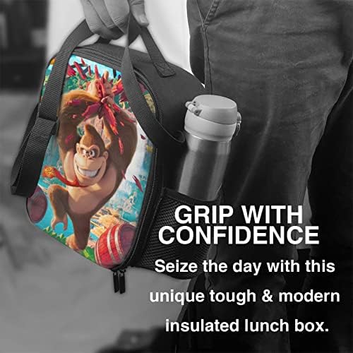 קריקטורה משחק קופסא ארוחת הצהריים נייד שקית אוכל עם רצועת כתף עבור משרד עבודת פיקניק