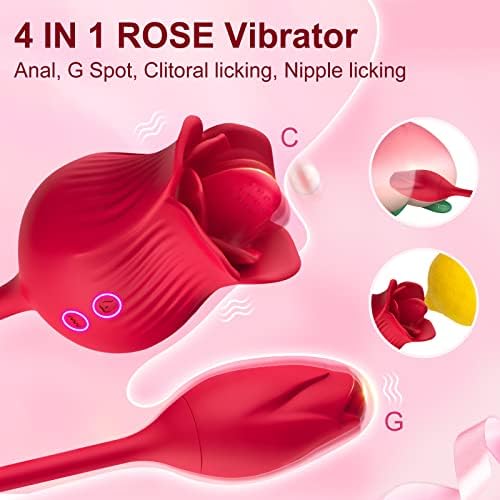 רוז צעצוע למבוגרים רוטט תקע קת, G Spot & Viptle Praator Licker Licker, 4 ב 1 מגמרי דגדגן צעצועים מין