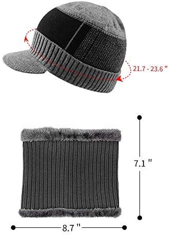 Xiaohawang Men Winter כובע כובע סרוג כבל כפה כפה עם פס טלאי פליס פס כובע ניוז בוי עם שולי לספורט