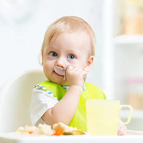 4 מארז סיליקון תינוק כפות מזלגות האכלת סט, פעוט כלי תינוק הוביל גמילת ספקי, ראשון שלב תינוק כפית עצמי האכלת