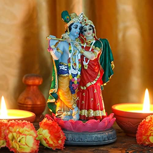 אלקיקי הודי הודי ראדהה קרישנה פסל - 5.7 H אלת הינדית ראדהא ואלוהים קרישנה פסל הודו מורטי פריט