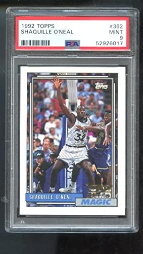 1992-93 Topps 362 Shaquille O'Neal Rookie RC PSA 9 כרטיס מדורג NBA SHAQ ONEAL - קלפי טירון כדורסל