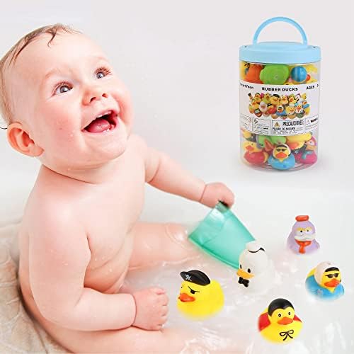 חכם 30 יחידות גומי ברווזים אמבט צעצועים לפעוטות 1-3, מגוון ברווזונים אמבטיה רך תינוק בריכת צעצועי