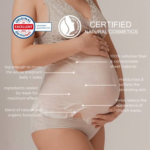 סט מתנות להריון של Mebloom - 3 x מסכת גיליון בטן לחות + מקל גוף מזור - נבדק דרמטולוגית - מבוטניקים טבעיים