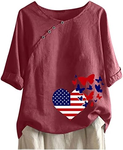 4 ביולי חולצת טי לנשים ארהב דגל קיץ מזדמן קצר שרוול צוות צוואר טוניקת חולצות כוכבים פסים לקשור לצבוע קומפי טיז