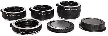 Movo MT-C93 4-חלקים AF Chrome Shipt Tube Sut for Canon EOS DSLR מצלמה עם 12 ממ, 20 ממ, 25 ממ, ו- 36 ממ צינורות