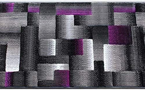 שטיחי מצדה, שטיח אזור רץ עכשווי מודרני, רץ שחור סגול אפור סגול