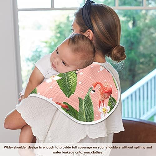 Yyzzh פלמינגו פרח הוואי עלה בננה מוסלין מטליות לבדים לתינוק 4 אריזה כותנה כביסה כביסה לתינוק