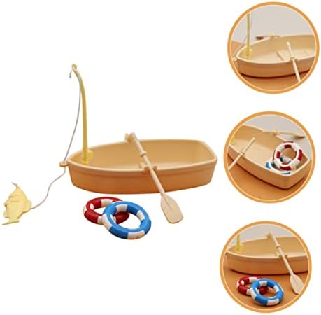 OperitAcx 2 סטים בובה בית טבעת שחייה צפים לצוף לילדים סירת דיג דוגמנית לילד פלסטיק