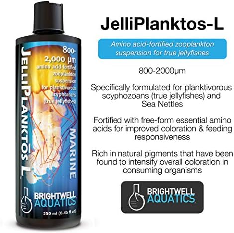 Brightwell Aquatics Jelliplanktos L-מתלה זואופלנקטון לאכלת מדוזות, חומצת אמינו מבוצרת, 800-200 מיקרומטר