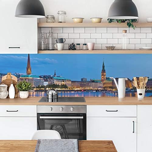 Bilderwelten Splashback Mitched Foil - Hamburg Skyline 100 x 350 סמ חכם