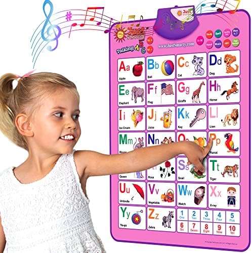 רק צעצועי אלפבית של בנות חכמות לפעוט בן 2, ורוד עם אלפיות אינטראקטיביות קלות ופוסטר למידה של 123, מתנת יום הולדת
