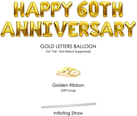 מסיבה לנצח שמח 60 שנה בלוני באנר זהב 60 שנה מסיבת קישוטי סימן