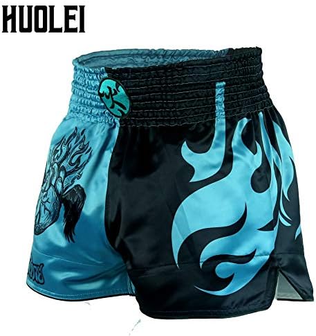 מכנסיים קצרים של Huolei Muay Thai לגברים ונשים, מכנסי קיקבוקסינג של אגרוף כושר MMA בדרגה גבוהה.