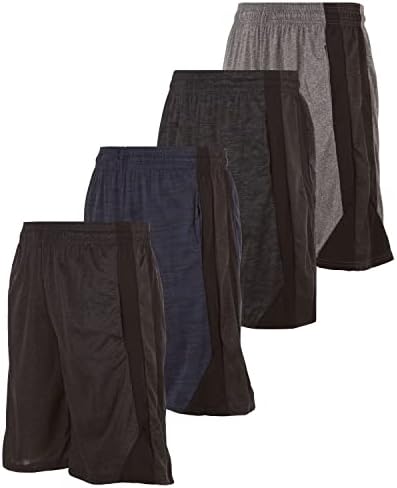 זמן משחק x- 4 מכנסי כדורסל חבילה גברים, גברים פעילים של אימון יבש מהיר מכנסיים קצרים עם כיסים ומותן אלסטי