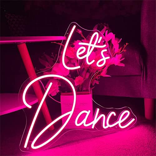 Dvtel Let's Dance Led Led Neon שלט, מסיבת ריקודים בהתאמה אישית תפאורה לנשף אורות לילה ורוד אורות ניאון, קיר