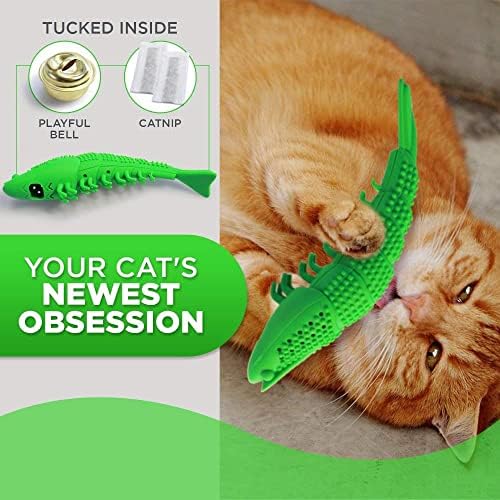 OALLK CAT מברשת שיניים צעצוע קטניפ - גומי קשה עמיד - טיפול שיניים חתול, חתול מברשת שיניים אינטראקטיבית